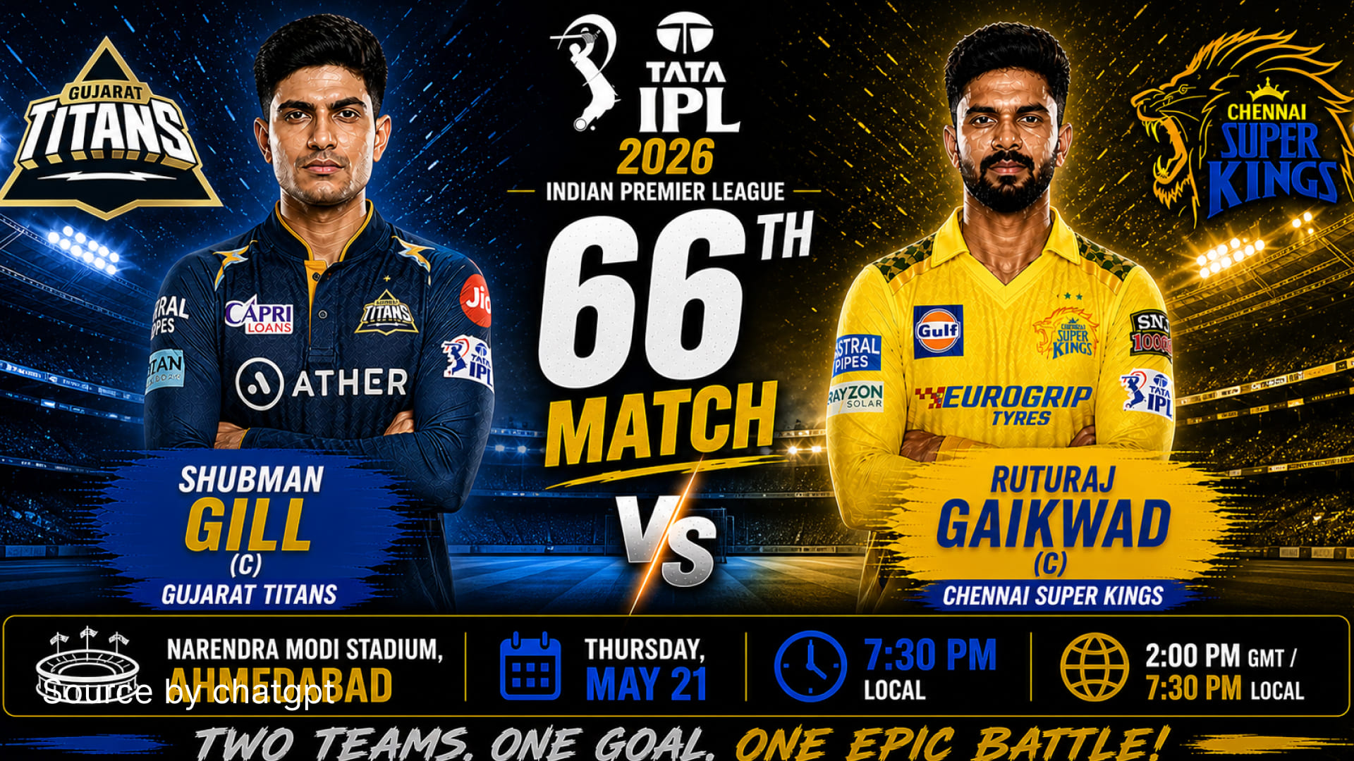 GT vs CSK IPL 2026 Match 66 Preview: Prediction, Playing XI & Head-to-Head | Thursday