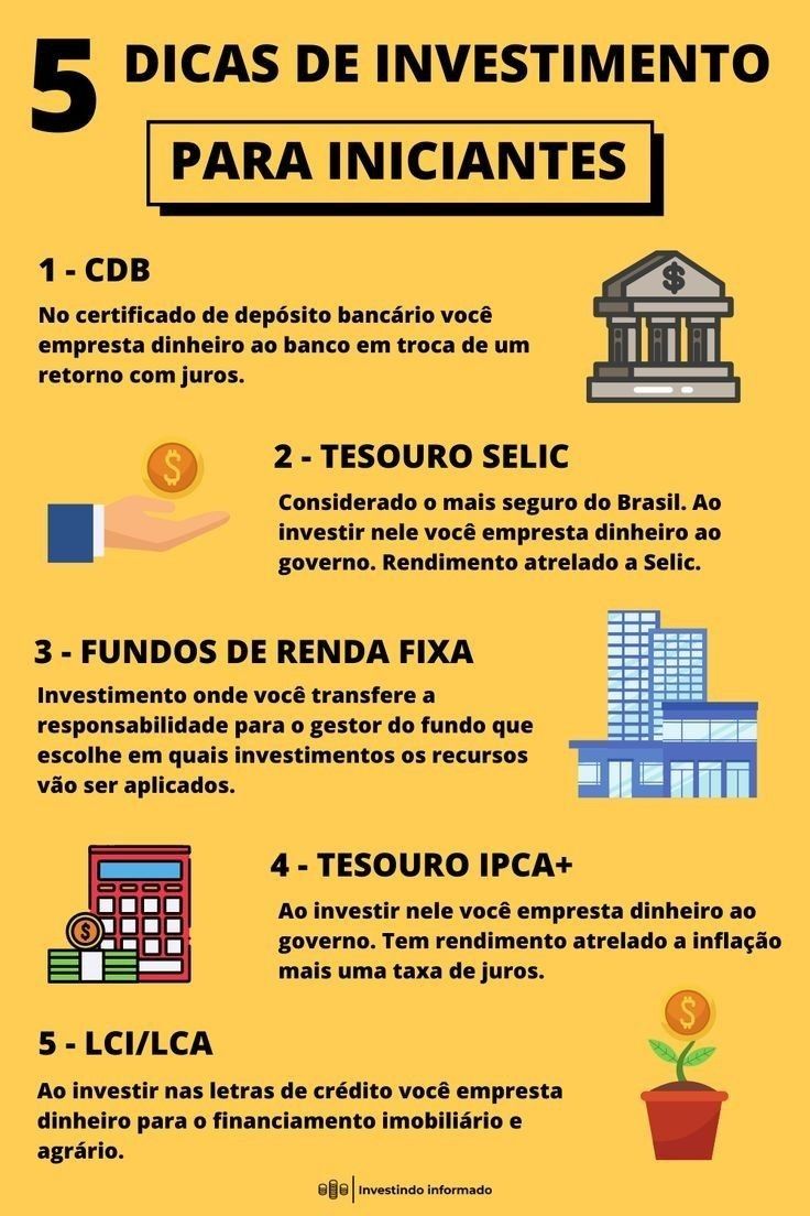 5 investimentos para iniciantes