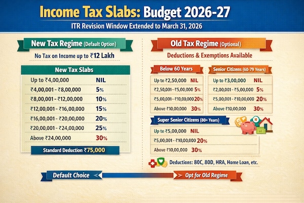 Income Tax Slabs Rates 2026 Live: Old Tax Regime vs New Tax Regime | New  Income Tax Calculator For 